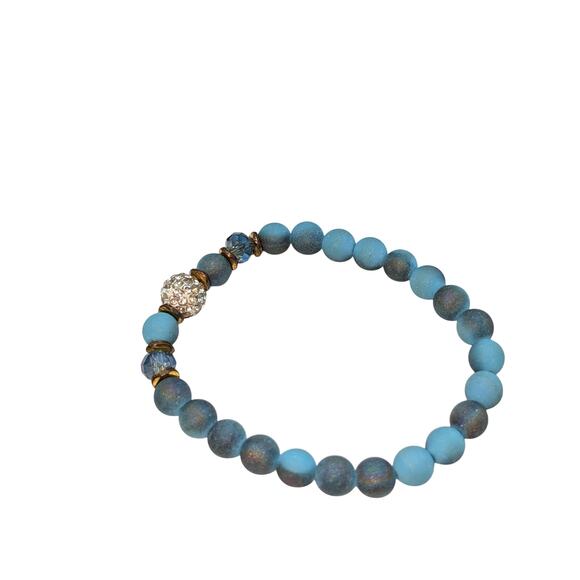 Lot of 3 Plus 2 Stone Beaded Stretch Bracelets - Picture 3 of 5